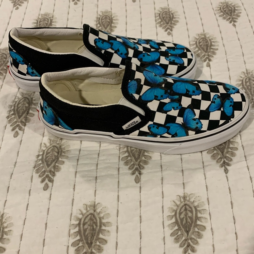 Womens  Vans Butterfly Checkered Skater Shoes Sz 6
